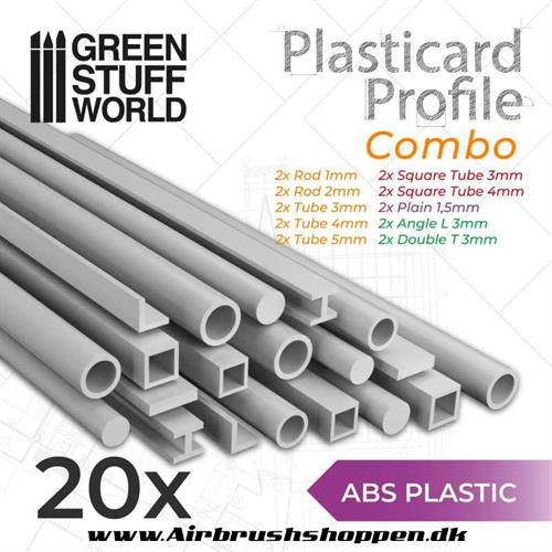 Plast profiler  RØR - ABS Plasticard - Profile - 20stk Variety Pack - GSW